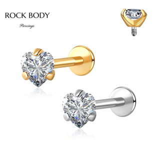 Piercing Labret Zircônia Coração Aço Cirúrgico | Helix, Tragus, Conch, Nariz Piercing Orelha em Oferta na Shopee