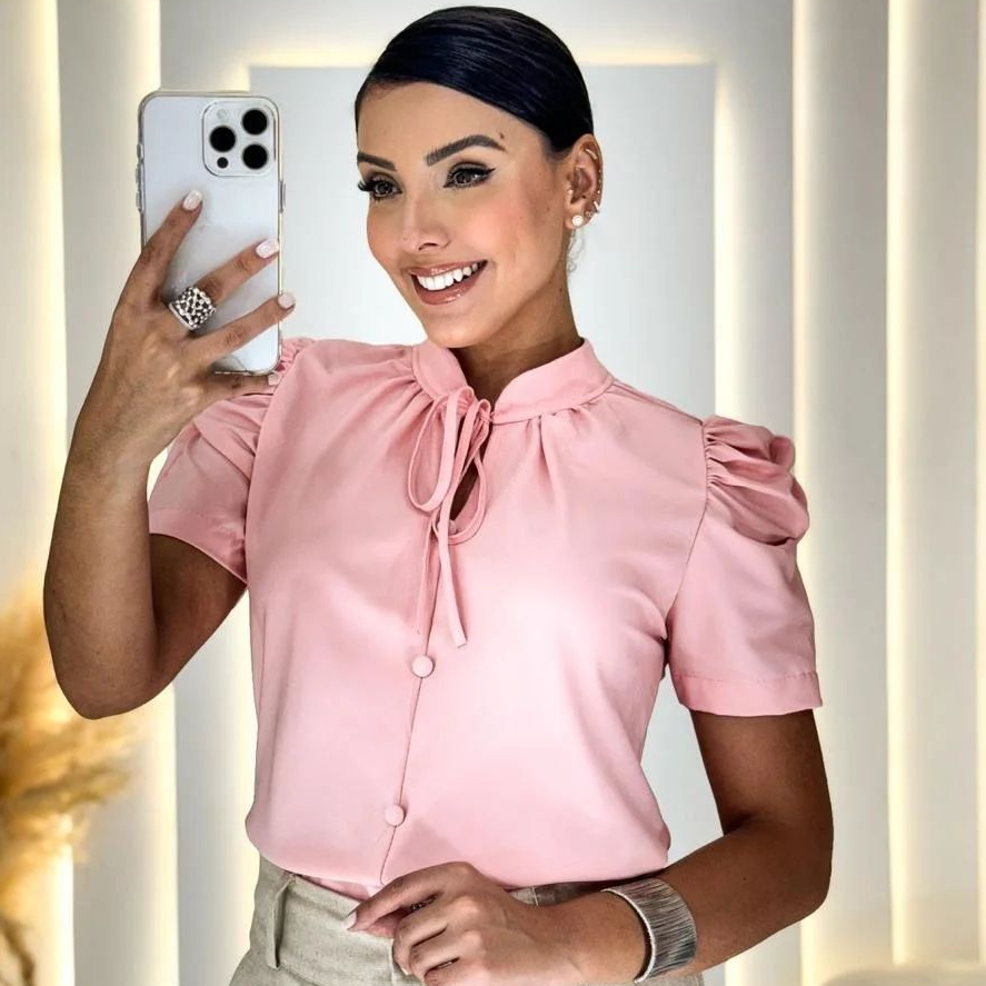 Blusa social - blusa evangélica - blusa com laço