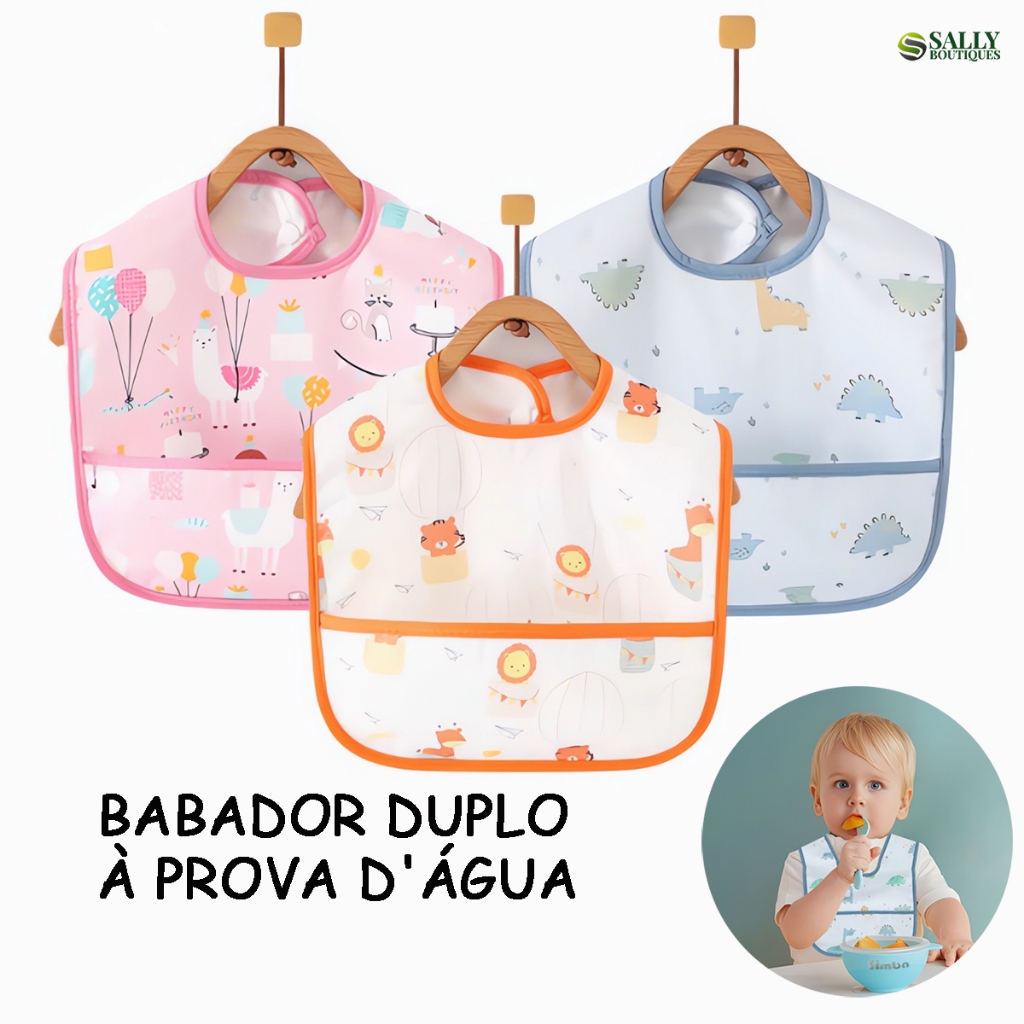 KIT 4 KIT 2 Babador Migalhas Bebes Bibs Duplos À Prova D'Água Infantil Blw Impermeável Menino Menina