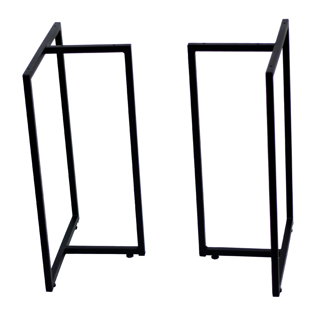 Kit Pé Para Mesa 75x38cm Base Em T Baruque Decor Para Tampos De Vidro/ Madeira/ MDF Preto Industrial