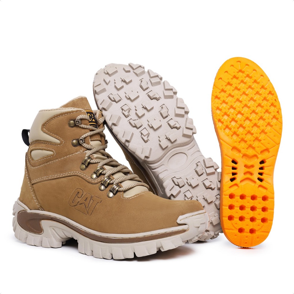 Bota Coturno Caterpillar Adventure Masculino Couro Legitimo Palmilha Gel Anti Impacto