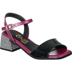 Sandália Infantil GiGiL Teen Menina Salto Baixo Grosso Strass Brilho Confortável Festa Moda Promoção
