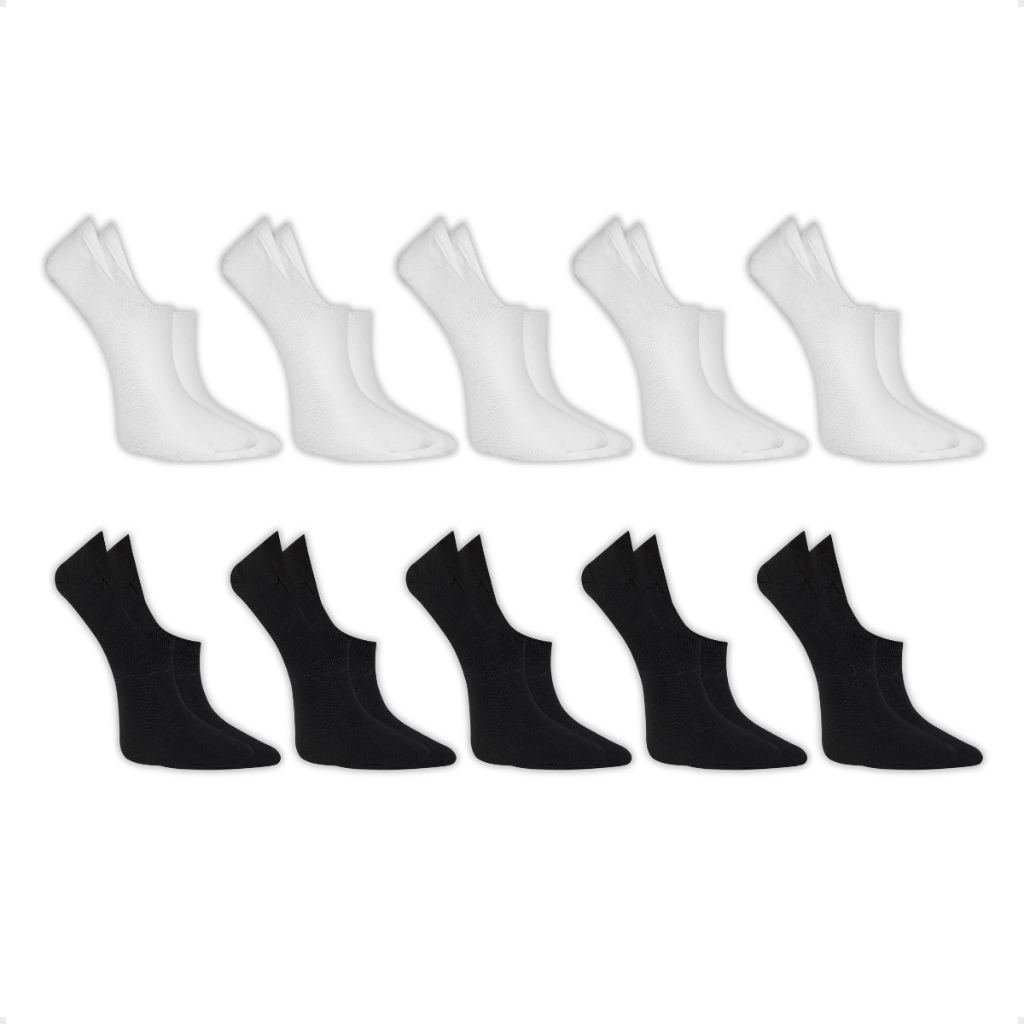 Kit 10 Pares Meia Sapatilha Invisível 34-44 Unissex Algodão Confortáveis Tensora Feminino Masculino