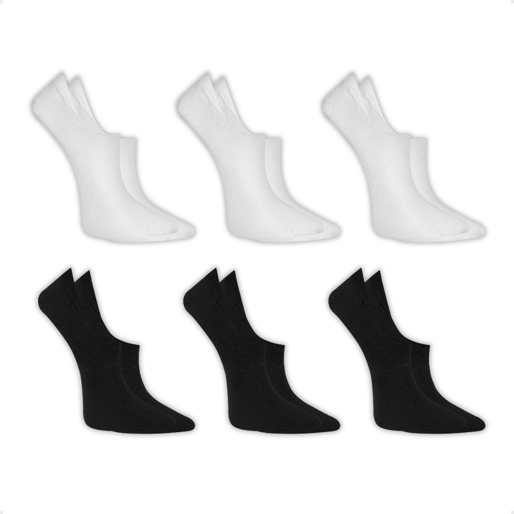 Kit 6 Pares Meia Sapatilha Invisível Feminino Masculino Algodão Conforto Faixa Tensora Unissex