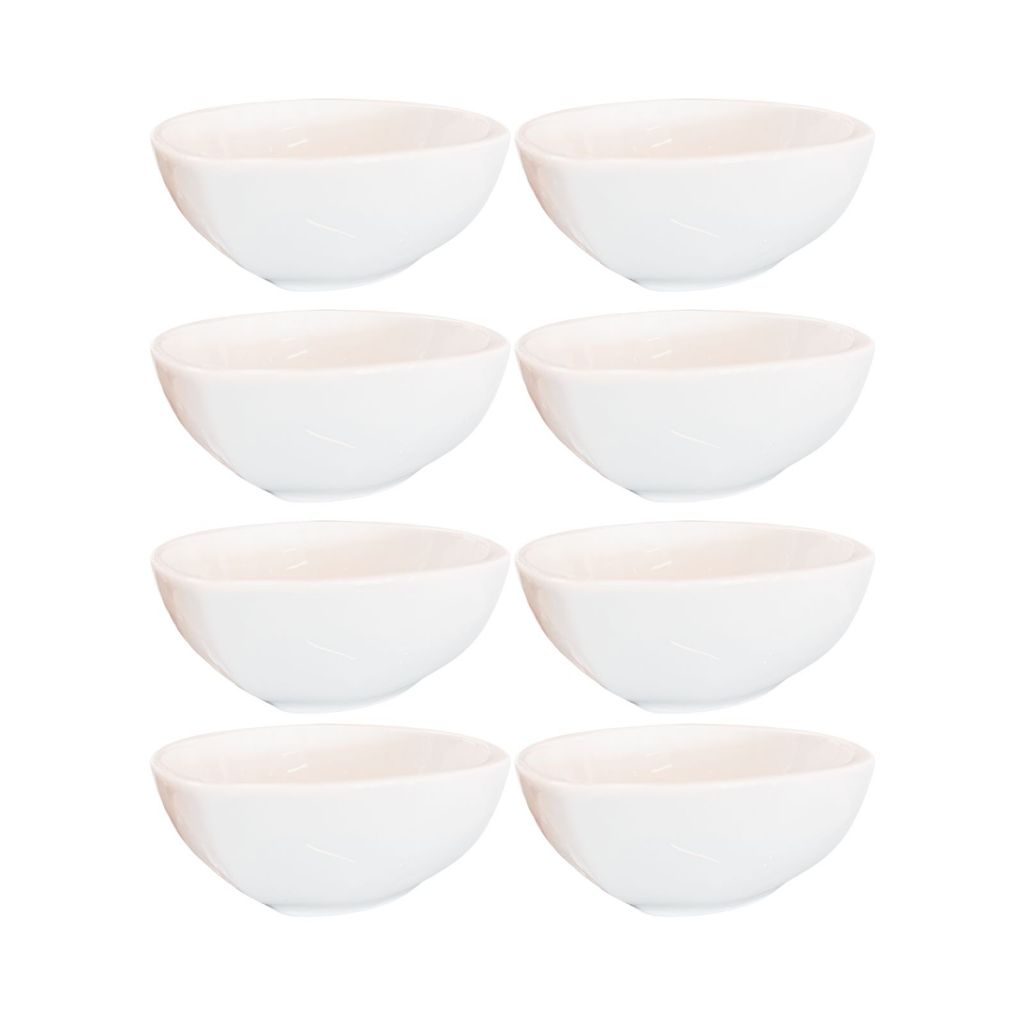 Kit 8 Cumbucas Quadradas Porcelana  300Ml Petisqueira Tigela Servir Caldos Sobremesa