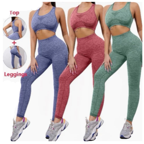 Conjunto Esportivo Academia Feminino Top Legging e shorts Cintura Alta Sem Costura