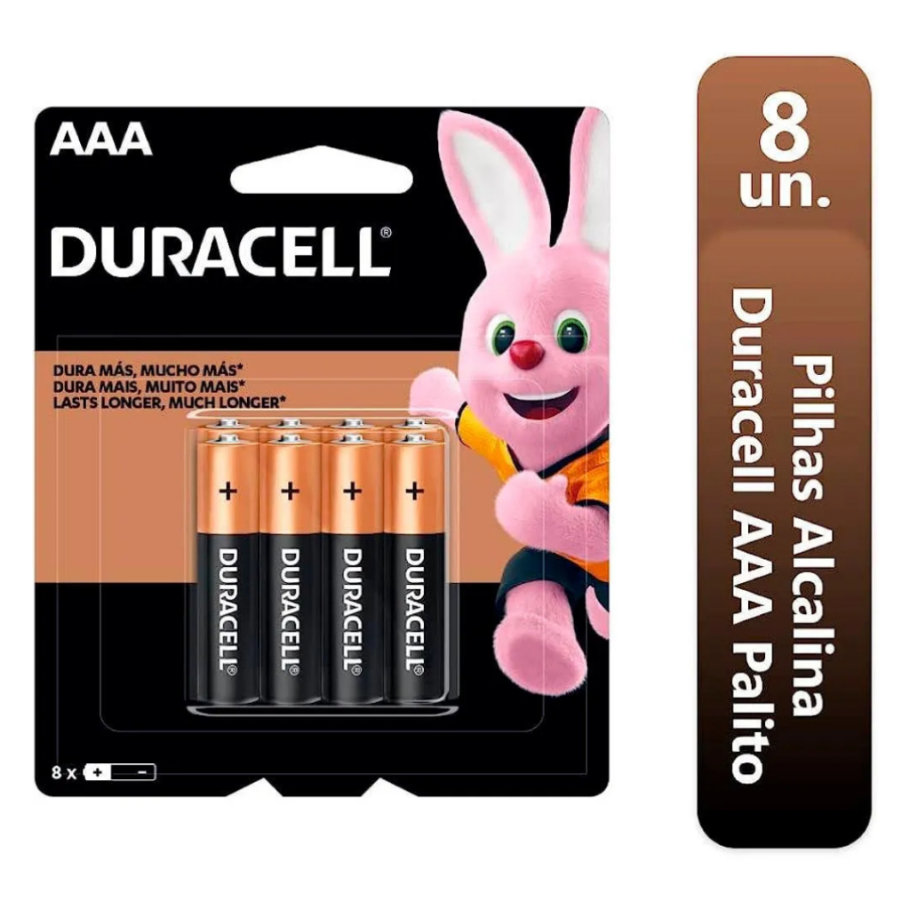 Kit 8 Pilhas Duracell Palito AAA - 2 cartelas c/ 4 unidades cada em Oferta na Shopee