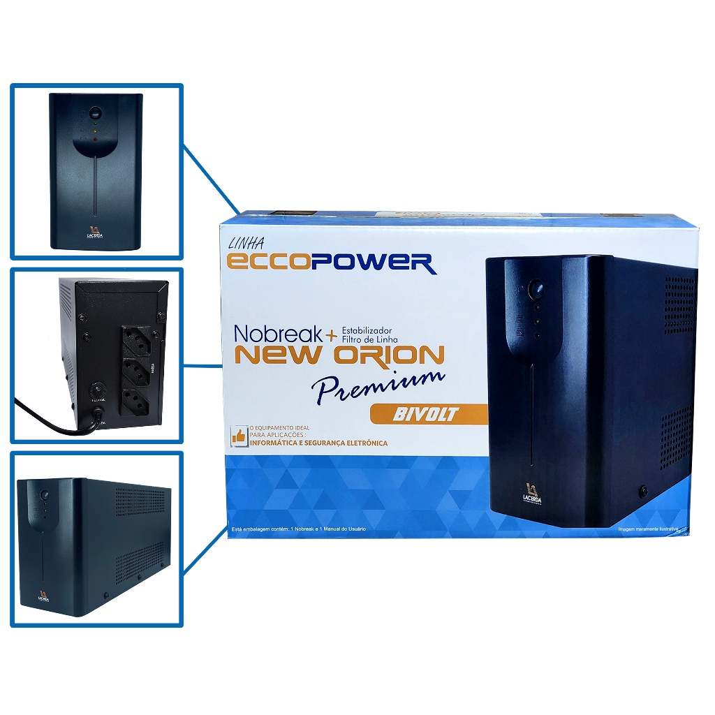 Nobreak Lacerda New Orion Premium 600va - Entrada Bivolt e Saída 115v