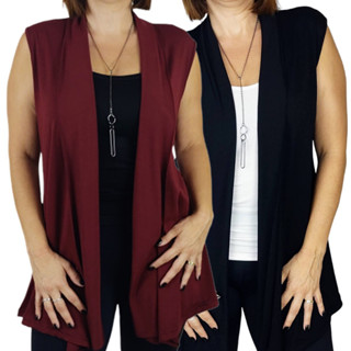 Kit com 2 Coletes Feminino Viscolycra Terceira Peça Longo Elegante Tendência em Oferta na Shopee