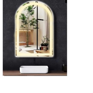 Espelho Oval base Reta Lapidado Camarim, Touch Screen, 80x60 Led Quente e Led Frio.