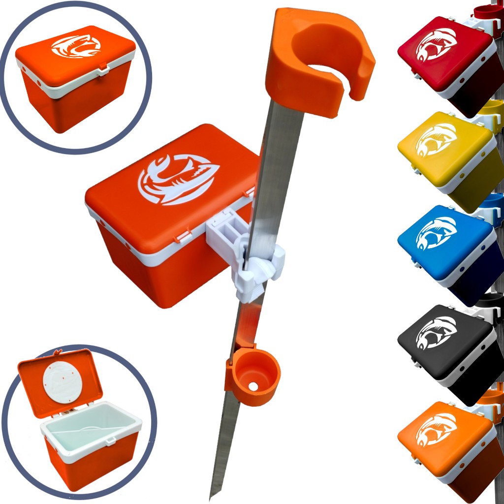 Suporte de Vara com Caixa Térmica e Adaptador | ADC Fishing | Isca Viva, Porta Isca, Pesca de Praia