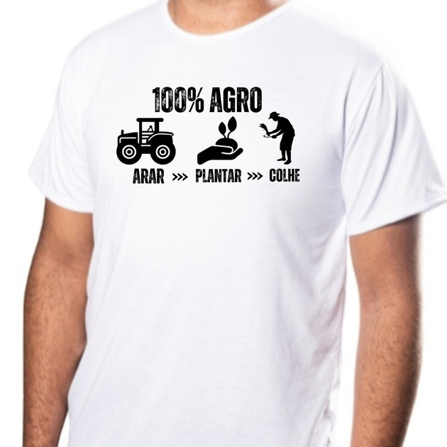 Camiseta Masculina Country Camisa Estampa 100% Agro Arar Plantar Colher 100% Poliéster