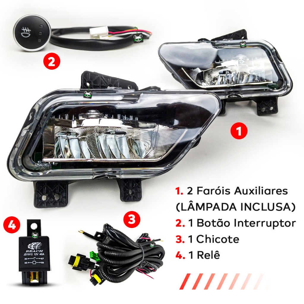 Kit Farol Auxiliar de Milha Botao Touch Fiat Pulse 2021 2022 2023 - Spare Parts and Accessories for Vehicles