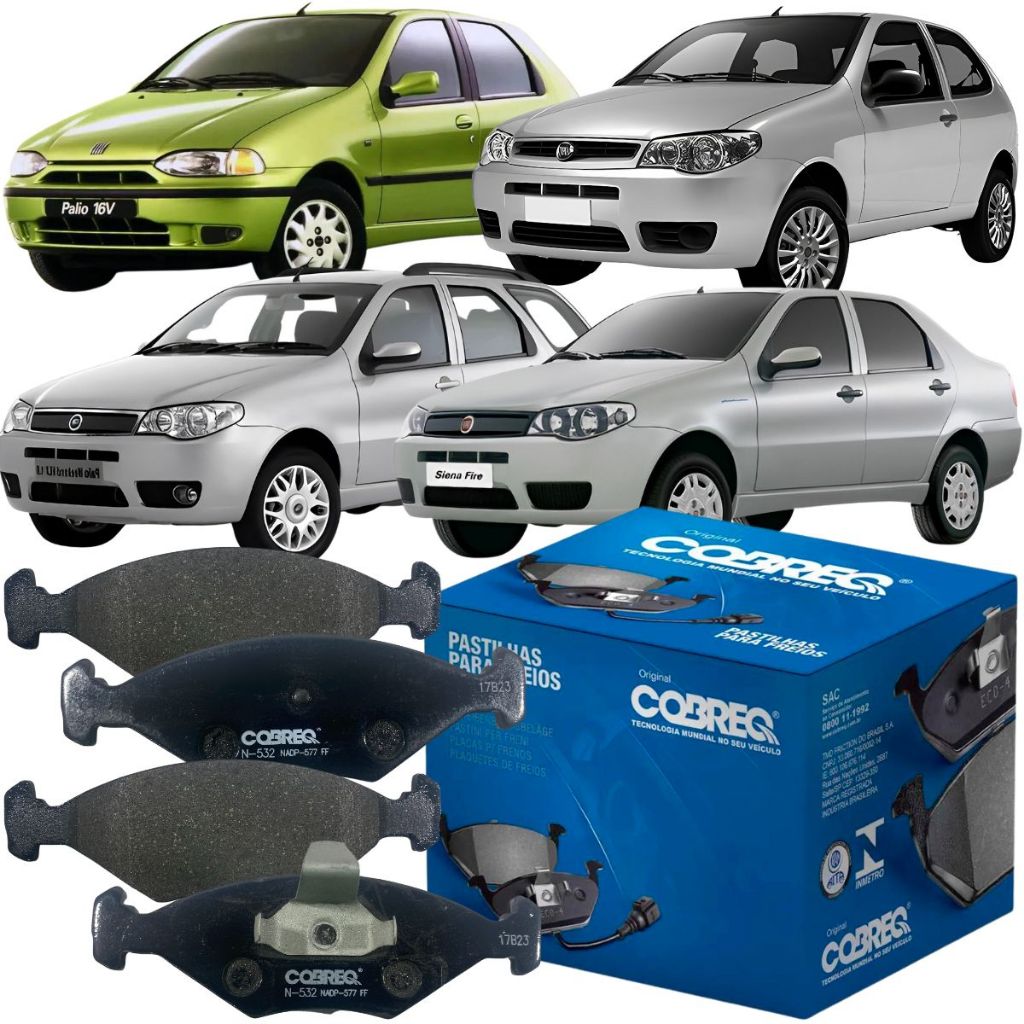 Jogo 04 Pastilha Freio Fiat Siena Palio 1.0 1.3 1.4 1.5 1.6 em Oferta na Shopee