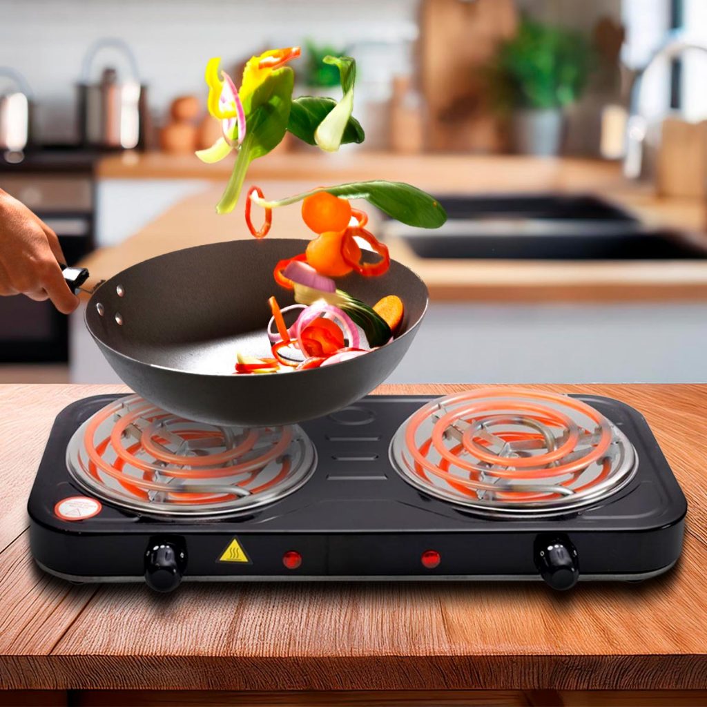 Imagem Fogareiro Elétrico Fogão Cooktop 2 Bocas e 1 Boca Portátil Camping 2000w 127v