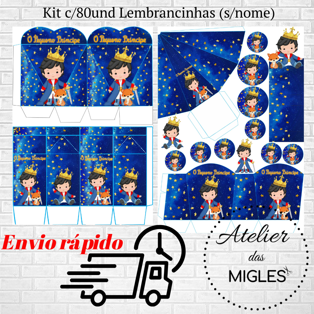 Kit c/80und lembrancinhas TEMA PEQUENO PRÍNCIPE (sem nome) - Envio rápido!!! em Oferta na Shopee