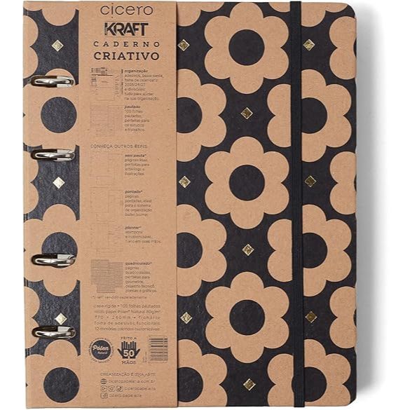 Caderno Argolado Flores Kraft Pautado 17X24 Max Cicero / Papelaria Fina / Papelaria / Fichário
