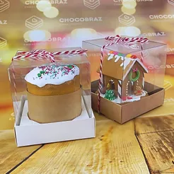 50 Caixas para mini Panetone ou Bolo 100g NATAL 10x10x10 OFF (CHOCO)