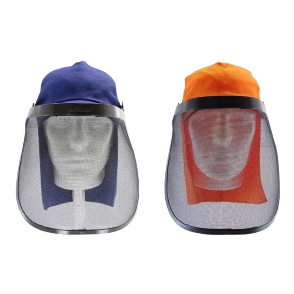 Boné Com Protetor Facial 8P Roçador Proteção Nuca 20 cm Laranja Tecmater