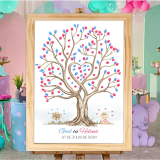 Quadro Decoração Arvore Chá Revelação Menino ou Menino Azul Ou Rosa Personalizado em Oferta na Shopee