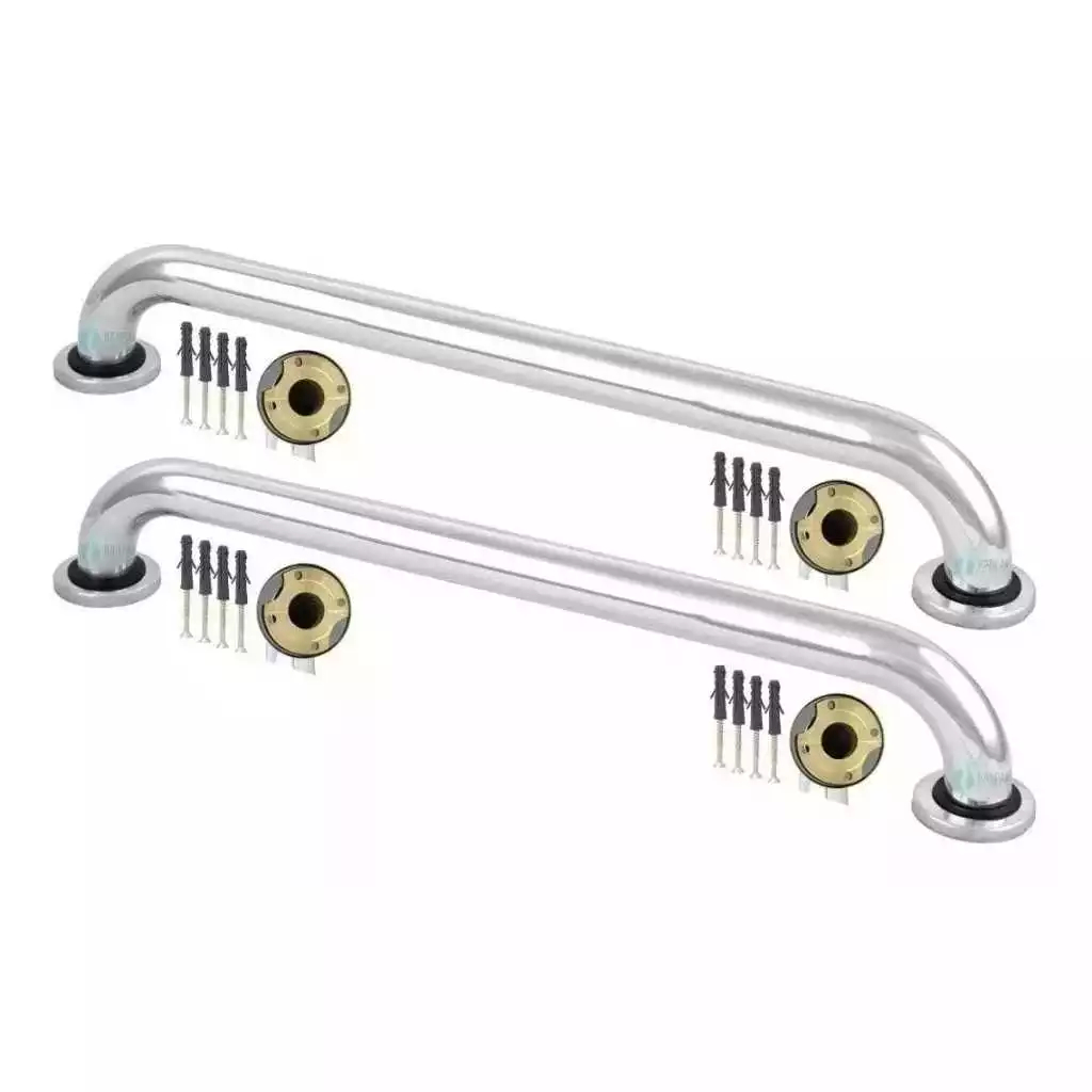 Kit 2 Barras De Apoio Banheiro 70cm Segurança para Idosos, Deficientes e Gestantes Alça PNE