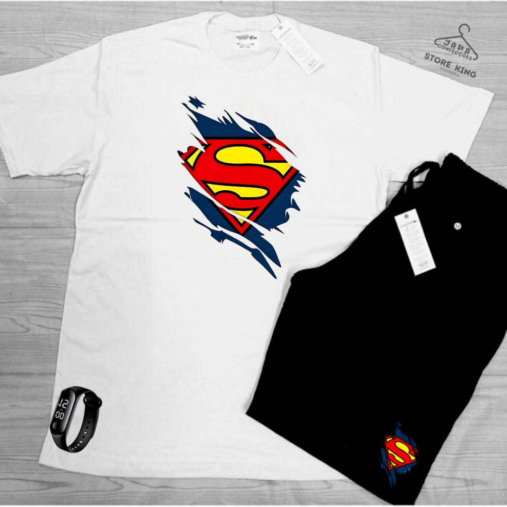 Kit Verão Bermuda e Camiseta algodão caminhada academia produto qualidade  SUPER  mais RELOGIO DIGITAL