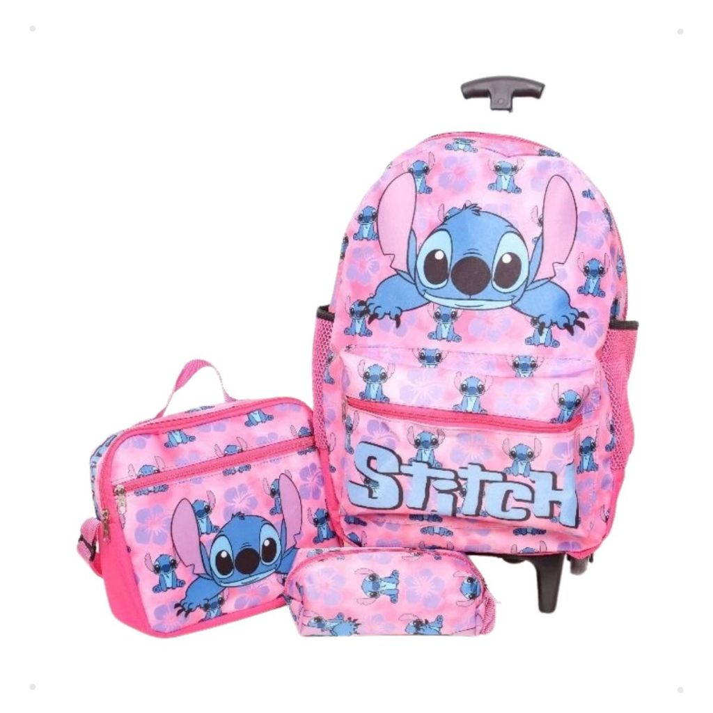Kit Mochila Lilo Stitch + Mochila + Lancheira + Estojo Escolar Infantil Volta as aulas em Oferta na Shopee