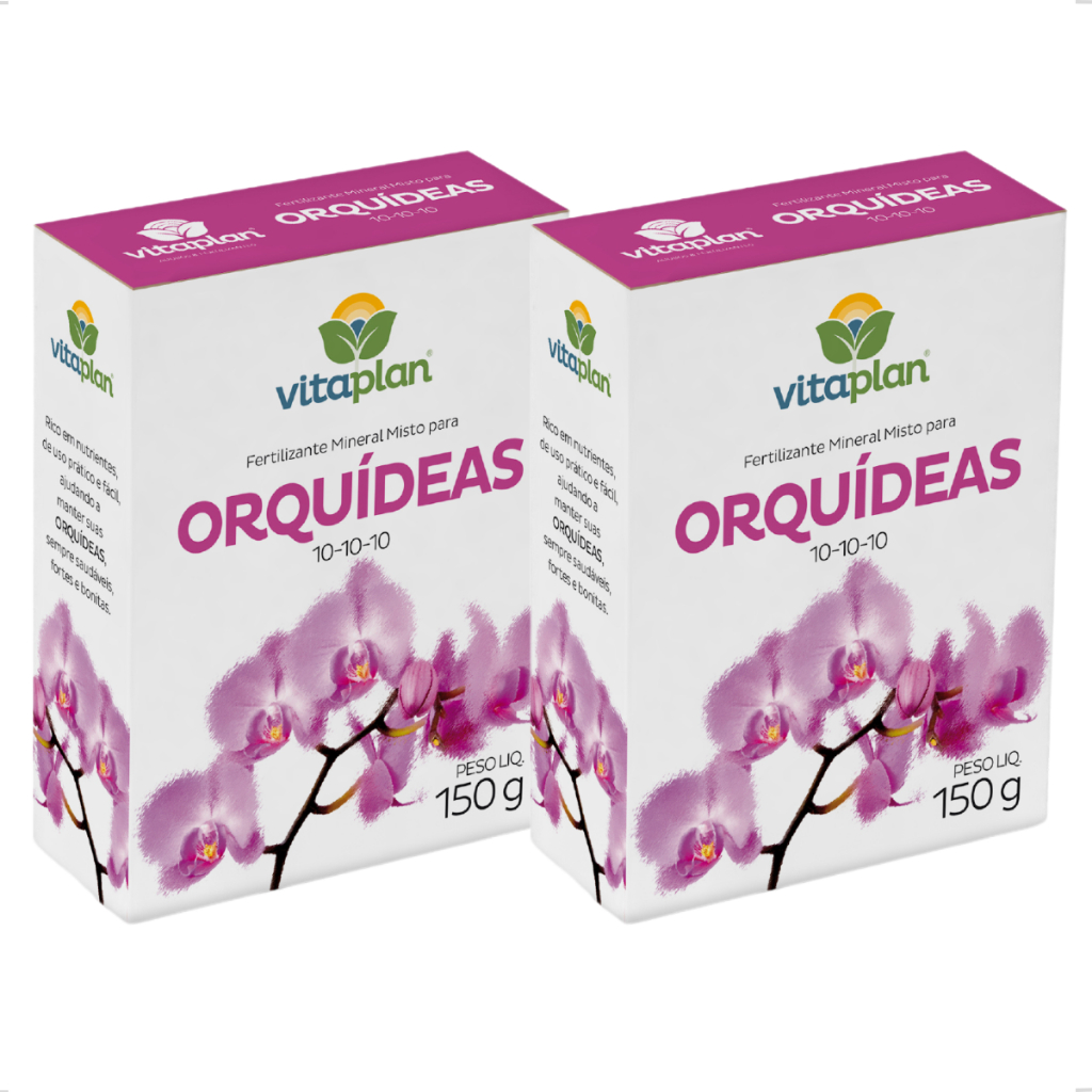 Kit 2 Adubo Fertilizante Mineral Misto Orquídea 10-10-10 Caixa 150g Orquídeas Rosa Flor Nutriplan