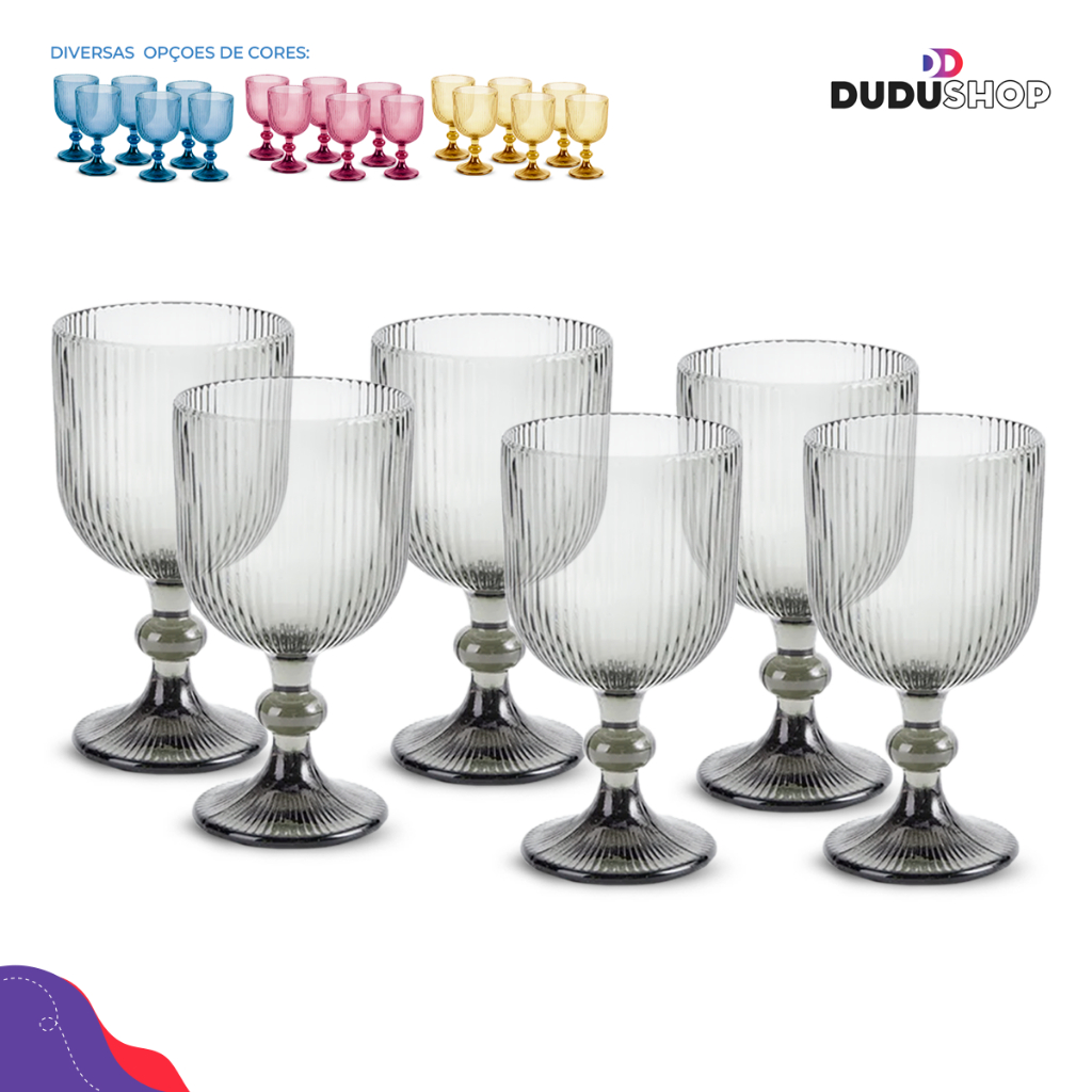 Jogo Taça de Vidro Canelada 380ml Taça para Bebidas Conjunto de Vidro Cozinha Enxoval Fume em Oferta na Shopee