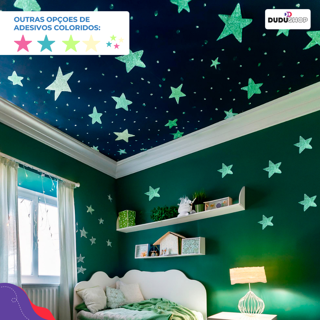 Adesivos Coloridos Estrelas De Plástico Que Brilham No Escuro Para Decoração Da Casa em Oferta na Shopee