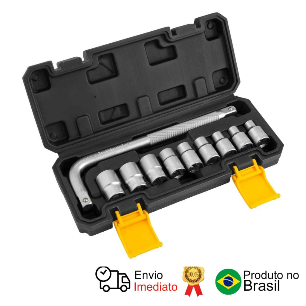 Jogo De Soquetes Estriados 1/2 8 A 20mm 10 Pçs Vonder em Oferta na Shopee