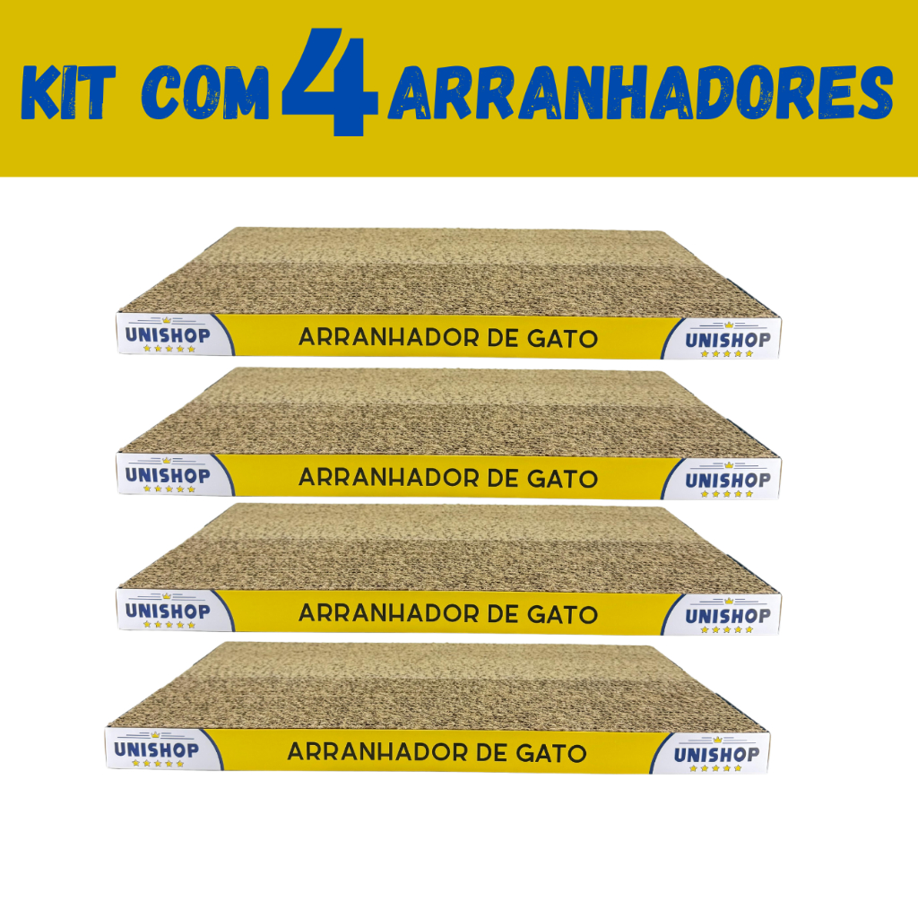 Kit 4 Brinquedo Arranhador Papelão Para Gato Interativo Anti-Stress - Unishop