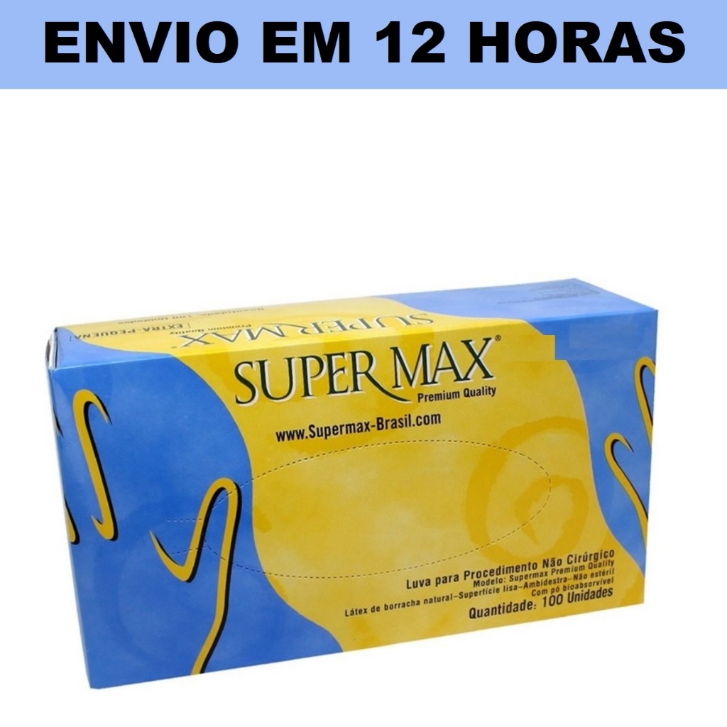 Luva Descartável Látex Com Pó Procedimento Caixa 100 Supermax