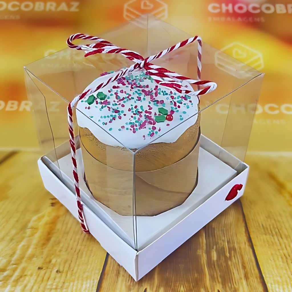 KIT 10~50 Caixas Acetato Para Cupcake Mini Bolo Mini Panetone 10x10x10 ( Chocobraz ) - Stationery