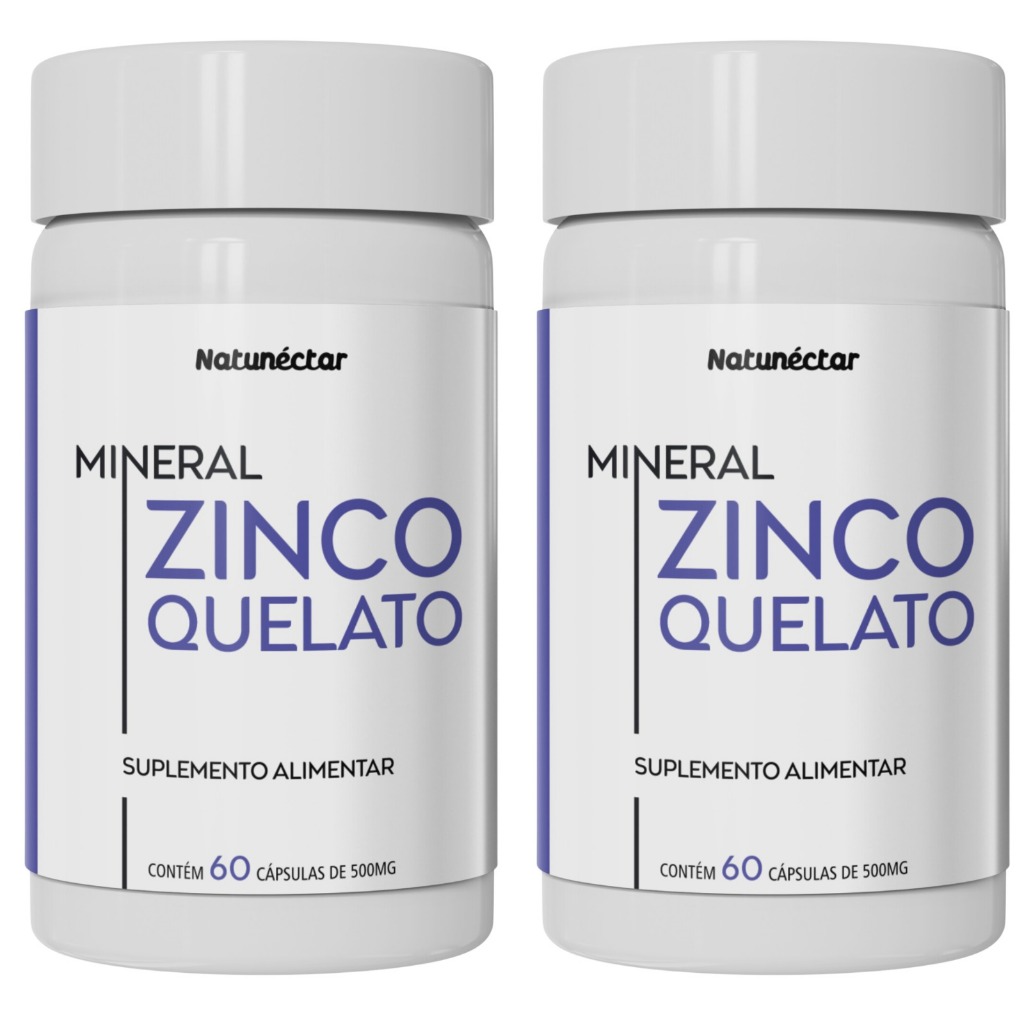 Combo 2 Unidades Zinco Quelato 60 cápsulas - Saúde Imunidade - Total 120 Cápsulas Natunéctar