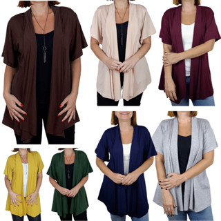 Cardigã Cardigan Casaquinho Curto Feminino Meia Estação Manga Curta em Viscolycra Elegante em Oferta na Shopee