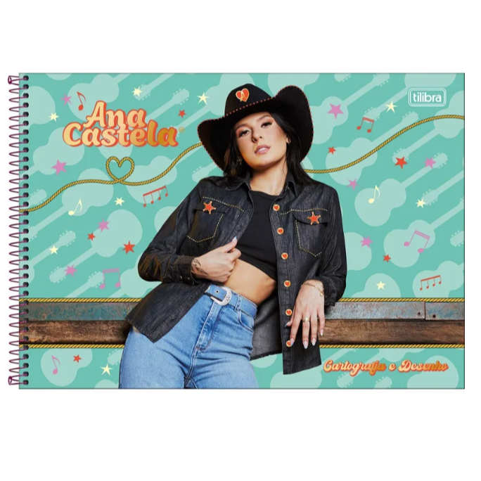 CADERNO DE DESENHO E CARTOGRAFIA ANA CASTELA COM ADESIVO (80 FOLHAS)