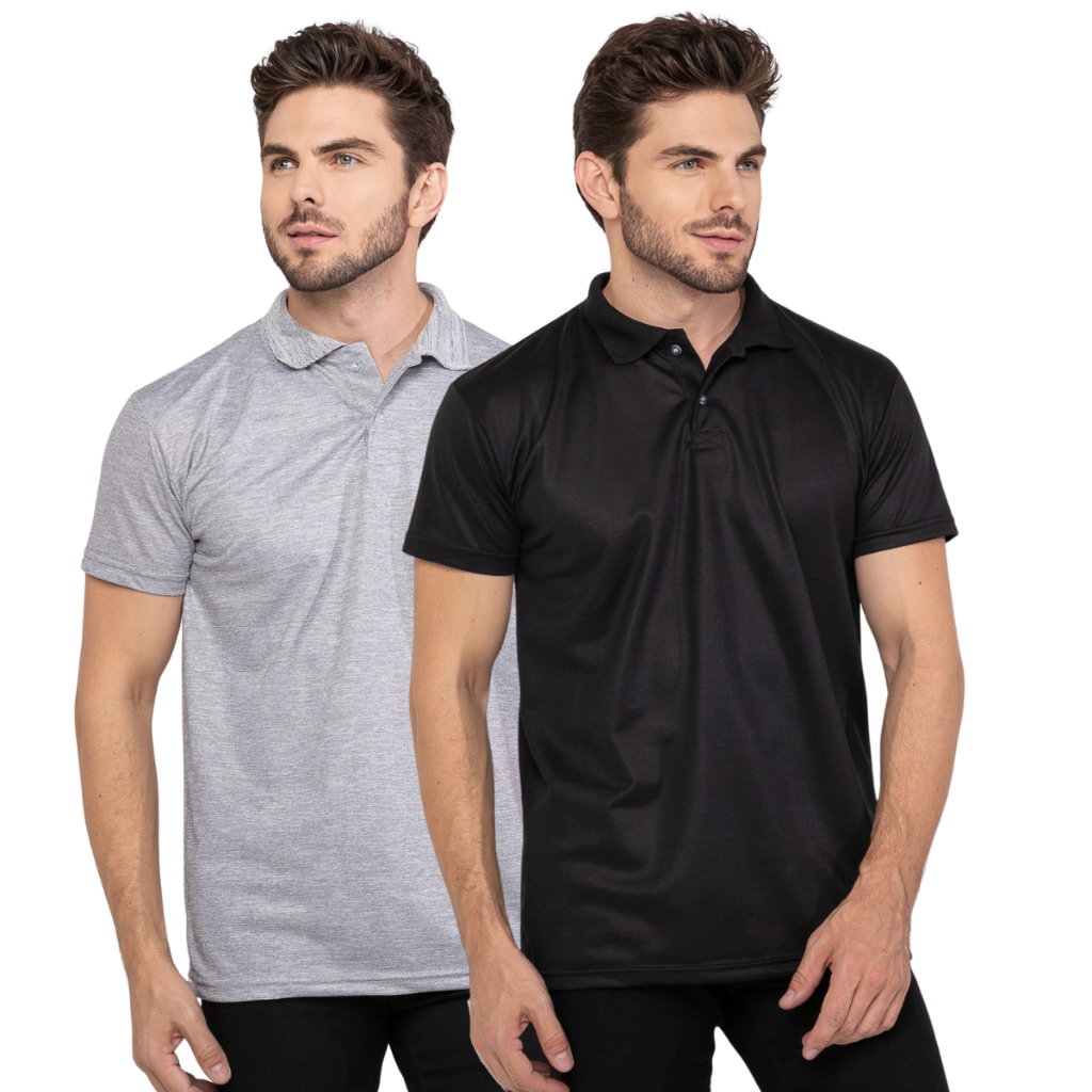 Kit 2 Camisetas Masculina com Gola Piquet Poléster Sublimação Tipo Polo Trabalho Uniforme Carnaval