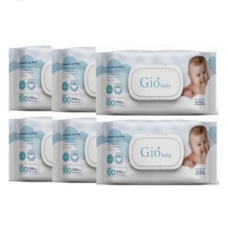 Lenço Umedecidos Gio Baby Hipoalergênicos 100 Unidades
