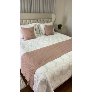 Kit Peseira Manta Tricot Sala Cama Queen Sofá 230x60cm Veneza + 2 capas em Oferta na Shopee