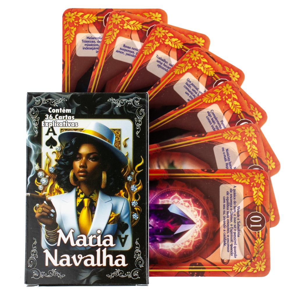Tarô Baralho Maria Navalha 36 Cartas Explicativas em Oferta na Shopee