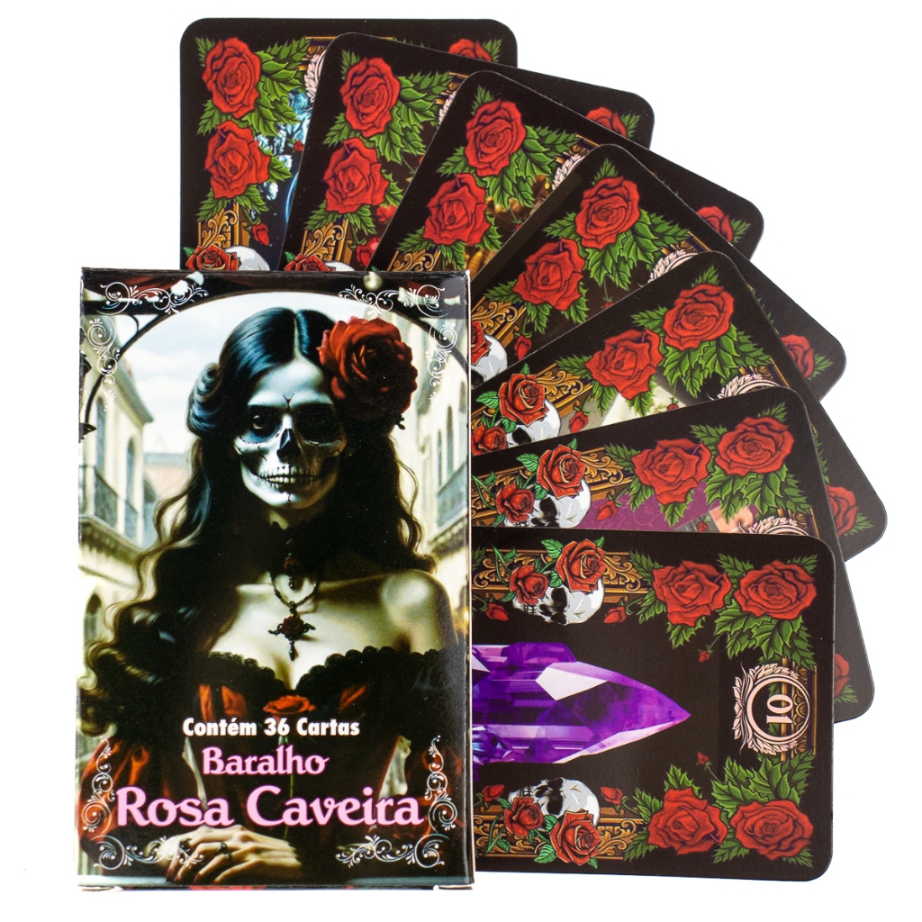 Baralho Rosa Caveira 36 Cartas Com Manual em Oferta na Shopee