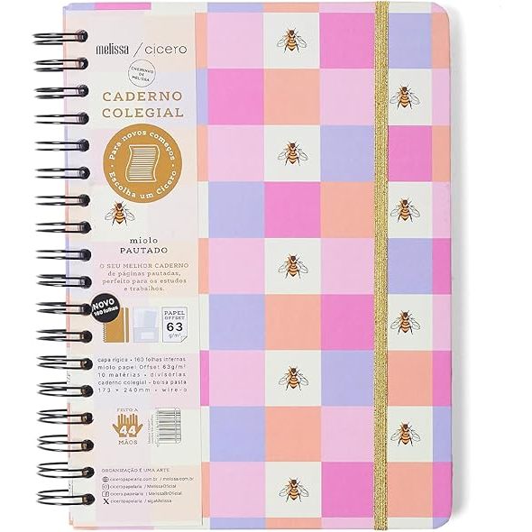 Caderno Colegial 10 Matérias Melissa Casinha Das Abelhas  Cicero / Papelaria