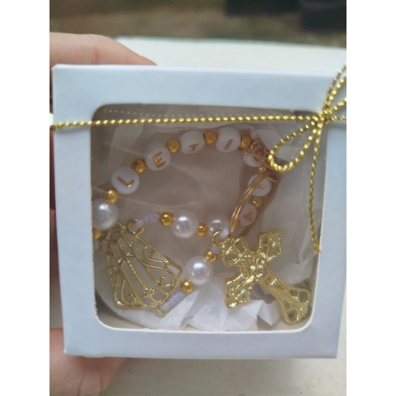 lembrancinha batizado, primeira eucaristia, crisma... ,kit caixinha mini terço chaveiro personalizado para lembrancinhas