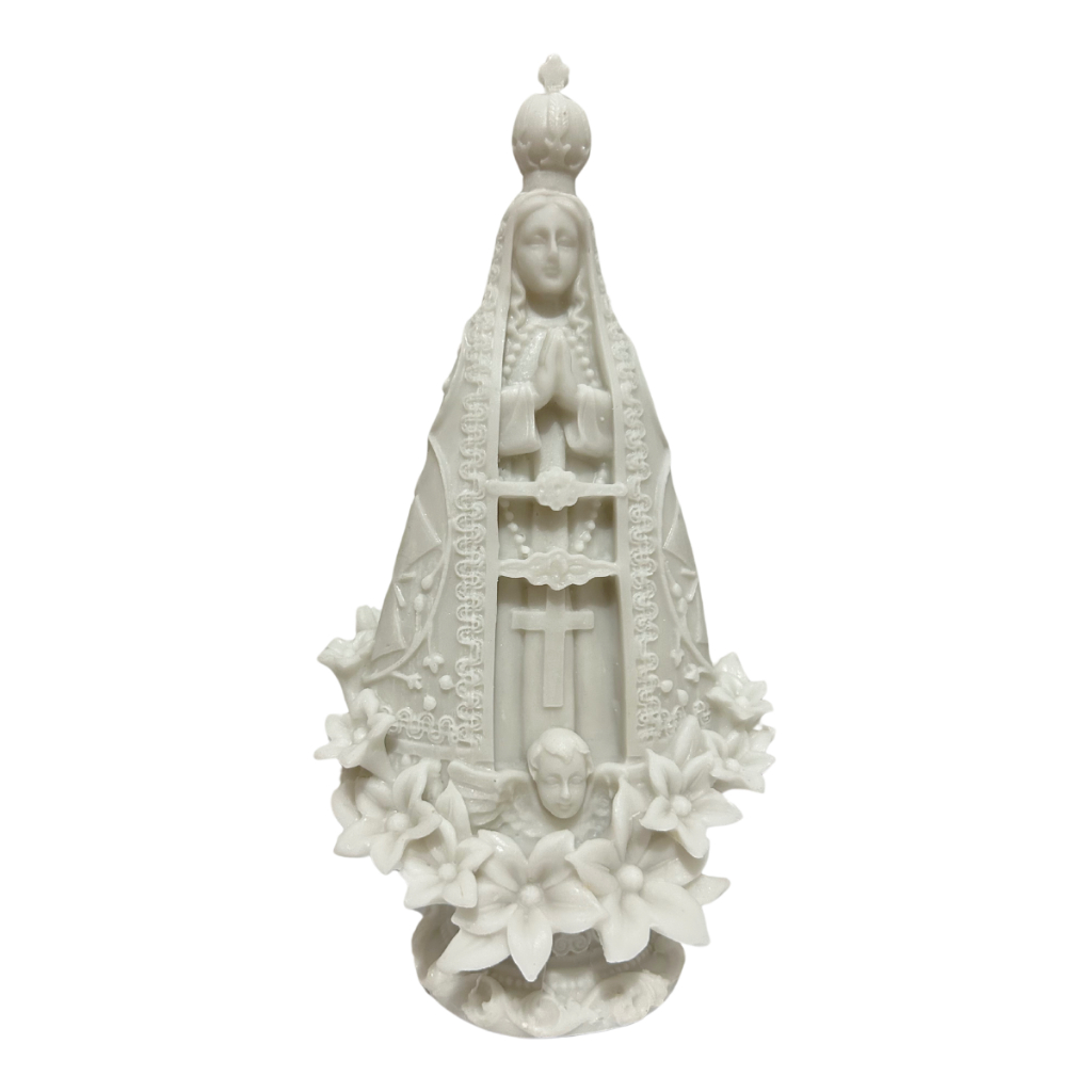 Imagem Nossa Senhora Aparecida Lirios Resina Decoração Devocional Enfeite Decorativo