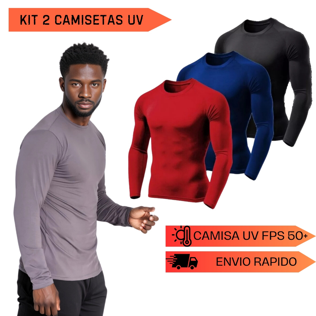Kit 2 Camiseta UV Proteção Solar Uv50 Segunda Pele Praia Verão Lançamento Cores Sortidas