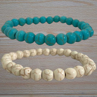 Kit Pulseiras Howlita Bege e Howlita Azul 8mm Pedras Naturais Feminino Masculino em Oferta na Shopee