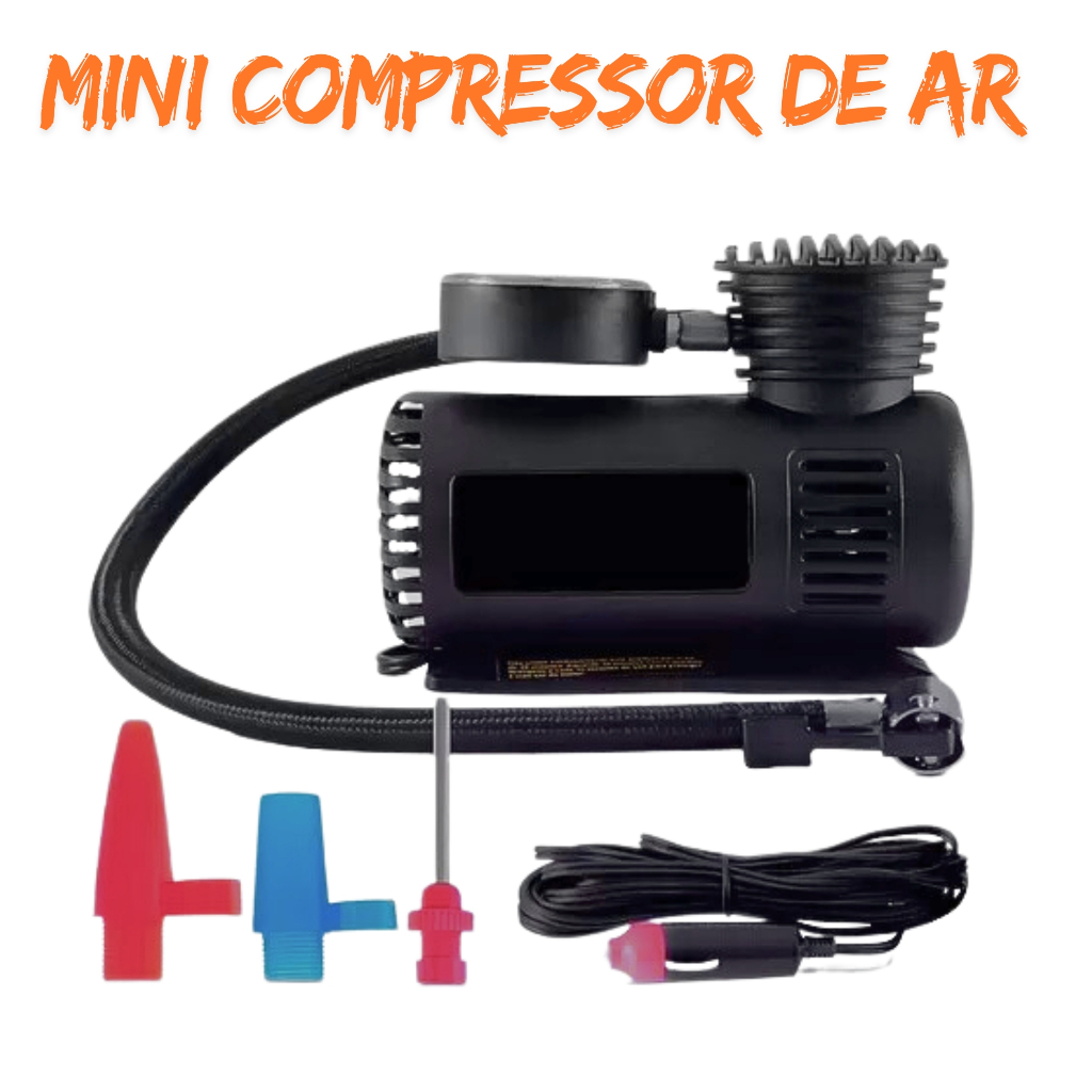 Mini Compressor Ar Automotivo 300/250 Psi 12v P/ Pneu Carro Moto Bicicleta Colchão Bola