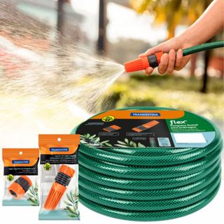 Mangueira De Jardim 20 Metros Tramontina Flex 1/2" 4 Camadas + Bico e Engate Rapido 20M 79172/200 em Oferta na Shopee