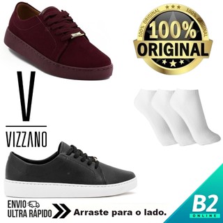 Tênis Vizzano Básico Casual Feminino Original com Nota Fiscal e Garantia + 3 Pares de Meias em Oferta na Shopee